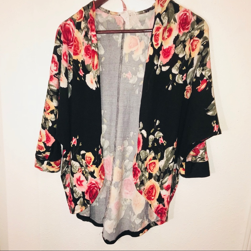 Black and floral cardigan